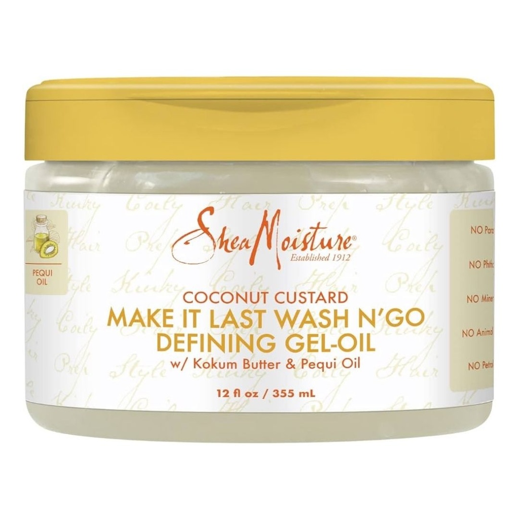 Shea Moisture Coconut Custard Make It Last Wash N' Go Defining Gel Oil 355ml